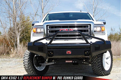 Fab Fours GS14-K3162-1 GMC Sierra 1500 2014-2015 Black Steel Front Bumper Pre-Runner Guard with Tow Hooks