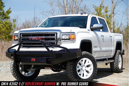 Fab Fours GS14-K3162-1 GMC Sierra 1500 2014-2015 Black Steel Front Bumper Pre-Runner Guard with Tow Hooks