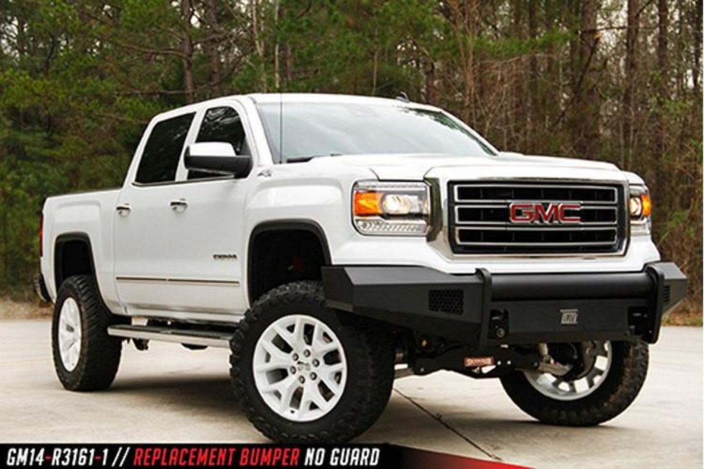 Fab Fours GS14-R3161-1 GMC Sierra 1500 2014-2015 Black Steel Elite Front Bumper No Guard with Tow Hooks