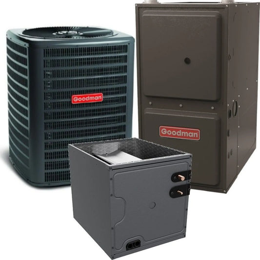 Goodman - 2.5 Ton/60,000 BTU 96% AFUE Gas Furnace and Air Conditioner System - Downflow - 14.3 SEER2 - R32 - CAPTA3026B3