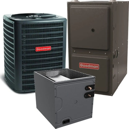 Goodman - 3 Ton/80,000 BTU 80% AFUE Low NOx Gas Furnace and Air Conditioner System - Downflow - 14.5 SEER2 - R32 - GLXS4BA3610 / CAPTA4230C3 / GD9T800805CX