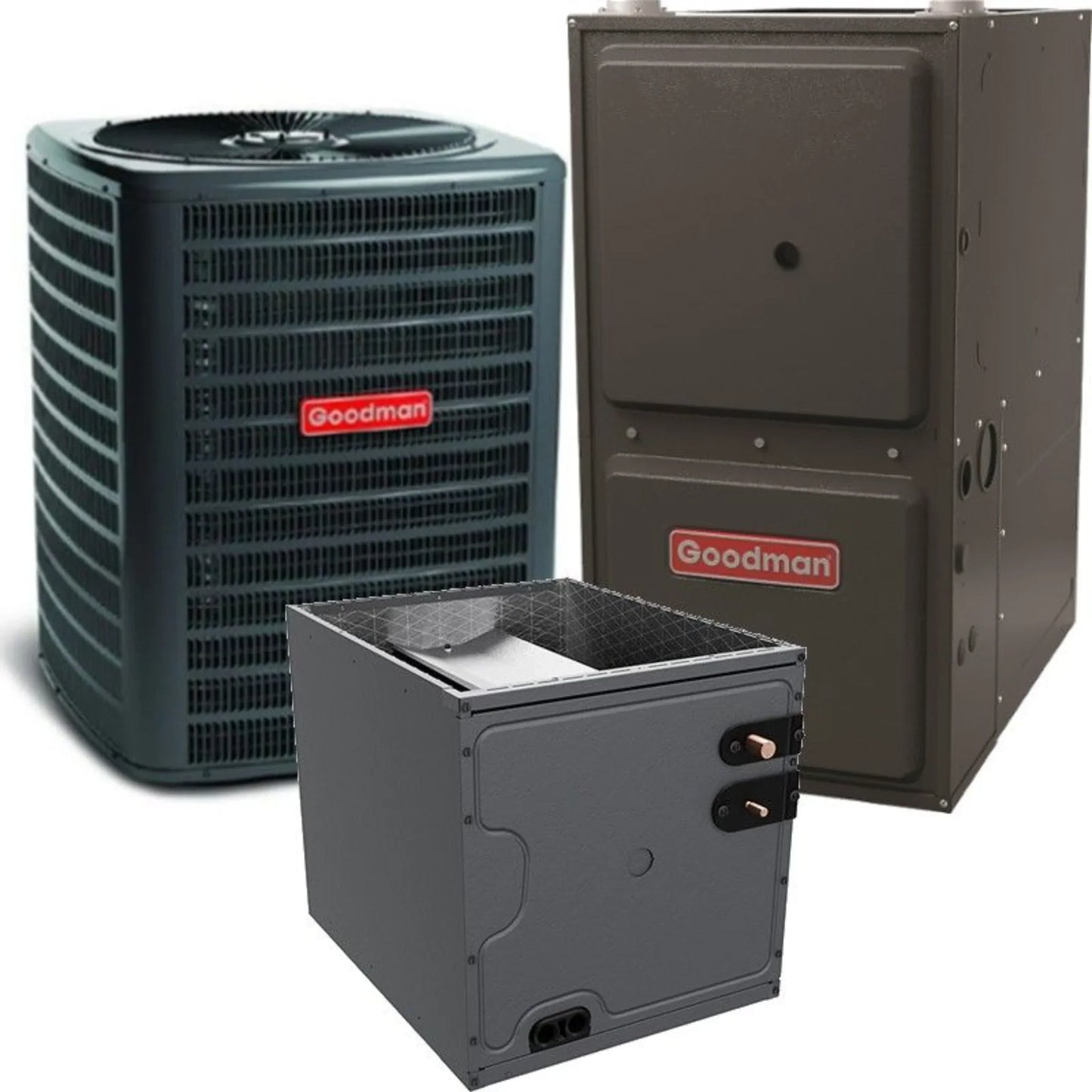 Goodman - 3 Ton/80,000 BTU 80% AFUE Low NOx Gas Furnace and Air Conditioner System - Downflow - 14.5 SEER2 - R32 - GLXS4BA3610 / CAPTA4230C3 / GD9T800805CX