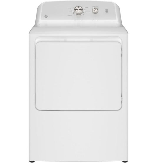 GE Appliances  7.2 cu. ft. Capacity Gas Dryer with Up To 120 ft. Venting and Reversible Door White with Silver Matte Backsplash - GTD38GASWWS