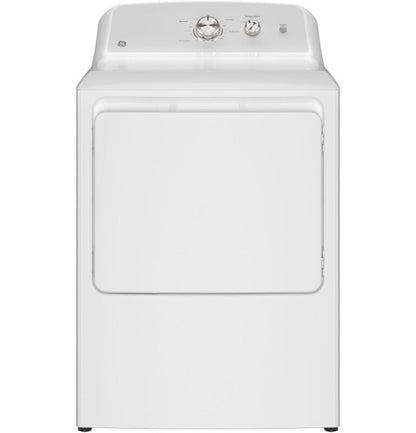GE Appliances  7.2 cu. ft. Capacity Gas Dryer with Up To 120 ft. Venting and Reversible Door White with Silver Matte Backsplash - GTD38GASWWS