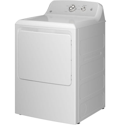 GE Appliances  7.2 cu. ft. Capacity Gas Dryer with Up To 120 ft. Venting and Reversible Door White with Silver Matte Backsplash - GTD38GASWWS