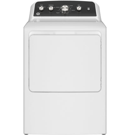 GE Appliances 7.2 cu. ft. Capacity Electric Dryer with Up To 120 ft. Venting and Extended Tumble White with Matte Black Backsplash - GTD48EASWWB
