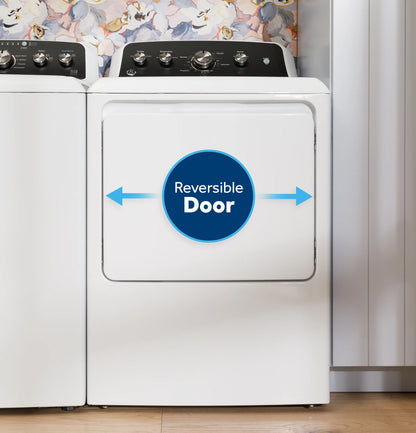 GE Appliances 7.2 cu. ft. Capacity Electric Dryer with Up To 120 ft. Venting and Extended Tumble White with Matte Black Backsplash - GTD48EASWWB