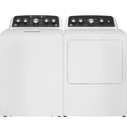 GE Appliances  7.2 cu. ft. Capacity Gas Dryer with Up To 120 ft. Venting and Extended Tumble White with Matte Black Backsplash - GTD48GASWWB