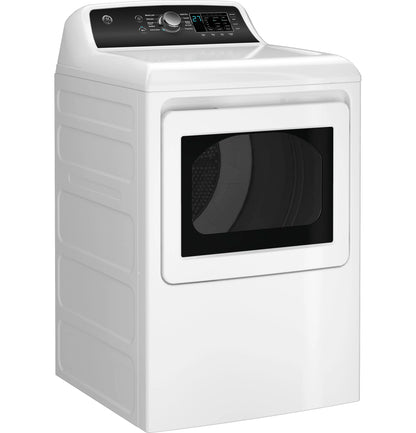 GE Appliances  7.4 cu. ft. Capacity Electric Dryer with Up To 120 ft. Venting and Sensor Dry White with Matte Black Backsplash - GTD58EBSVWS