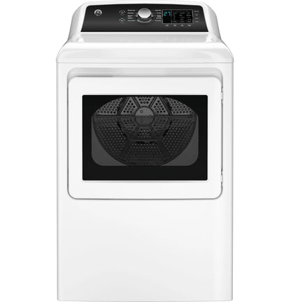 GE Appliances  7.4 cu. ft. Capacity Gas Dryer with Up To 120 ft. Venting and Sensor Dry White with Matte Black Backsplash - GTD58GBSVWS