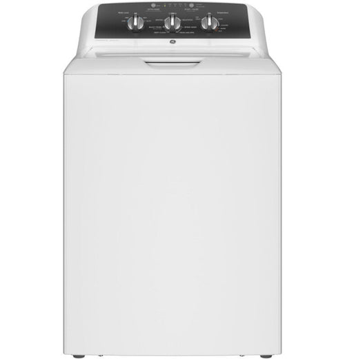 GE Appliances 4.3 cu. ft. Capacity Washer with Stainless Steel Basket, White with Black Stainless Backsplash - GTW525ACWWB