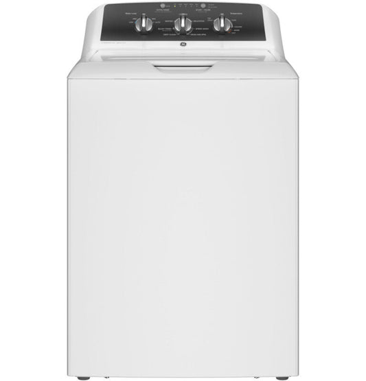 GE Appliances 4.3 cu. ft. Capacity Washer with Stainless Steel Basket, White with Black Stainless Backsplash - GTW525ACWWB