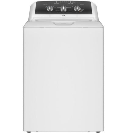 GE Appliances 4.3 cu. ft. Capacity Washer with Stainless Steel Basket, White with Black Stainless Backsplash - GTW525ACWWB