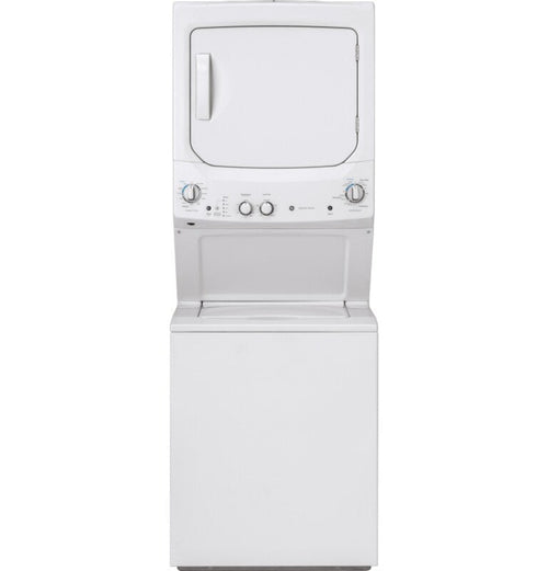 GE Appliances  Unitized Spacemaker 3.8 cu. ft. Capacity Washer with Stainless Steel Basket and 5.9 cu. ft. Capacity Electric Dryer White on White - GUD27ESSMWW