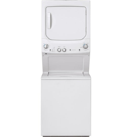 GE Appliances  Unitized Spacemaker 3.8 cu. ft. Capacity Washer with Stainless Steel Basket and 5.9 cu. ft. Capacity Electric Dryer White on White - GUD27ESSMWW