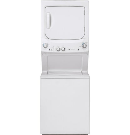 GE Appliances  Unitized Spacemaker 3.8 cu. ft. Capacity Washer with Stainless Steel Basket and 5.9 cu. ft. Capacity Electric Dryer White on White - GUD27ESSMWW