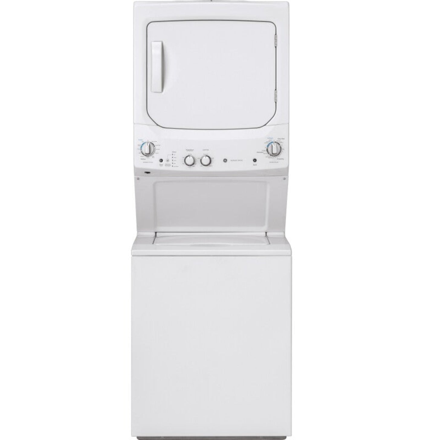 GE Appliances  Unitized Spacemaker 3.8 cu. ft. Capacity Washer with Stainless Steel Basket and 5.9 cu. ft. Capacity Electric Dryer White on White - GUD27ESSMWW