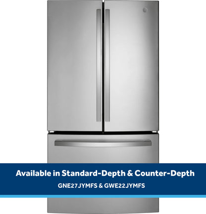 GE Appliances 21.9 Cu. Ft. Fingerprint Resistant Counter-Depth French-Door Fingerprint Stainless Steel - GWE22JYMFS