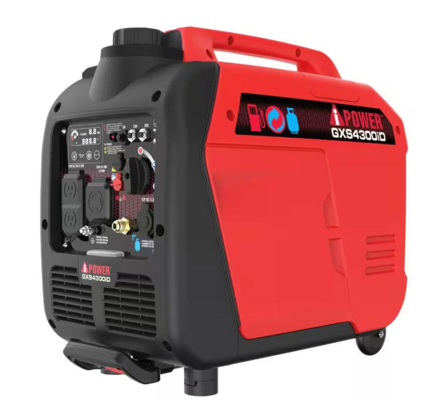 A-iPower 3450W/4300W Generator Dual Fuel Gas Propane Low THD Inverter CO Alert New - GXS4300iD