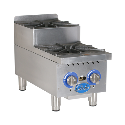 Globe Gas 12" Countertop Step-Up Hot Plates - Natural Gas - GLGHPSU212G
