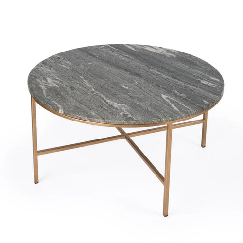 Butler Specialty Company Grafton Marble Round Coffee Table, Gold, Gray  - 5628025
