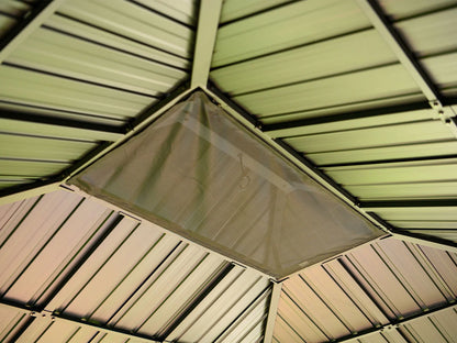 Yosemite 10x10 ft. Gazebo– Galvanized Double Roof, Aluminum Posts, Wood Finish