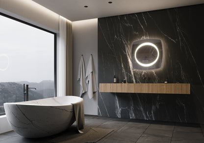 Paris Mirror 28" x 28" Square Halo Illuminated Mirror 3000K - HALOX28283000