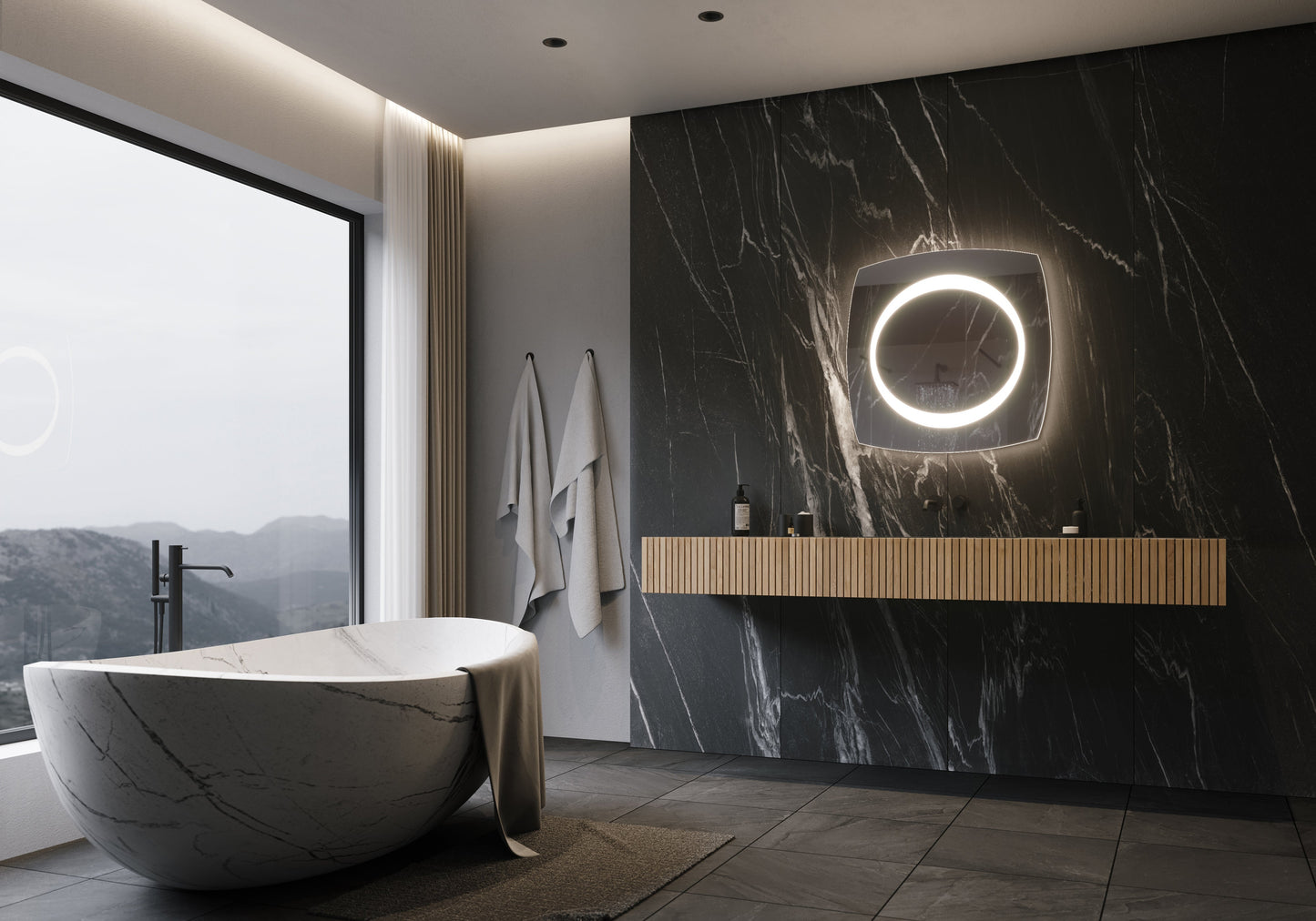 Paris Mirror 28" x 28" Square Halo Illuminated Mirror 3000K - HALOX28283000