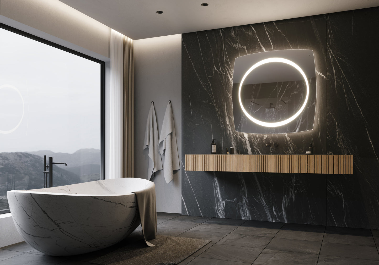 Paris Mirror 40" x 40" Square Halo Illuminated Mirror 6000K - HALOX40406000