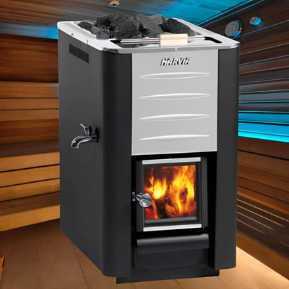 Harvia Pro 20 ES 24.1kW Wood Burning Sauna Stove with Water Tank - WKPR20ESM