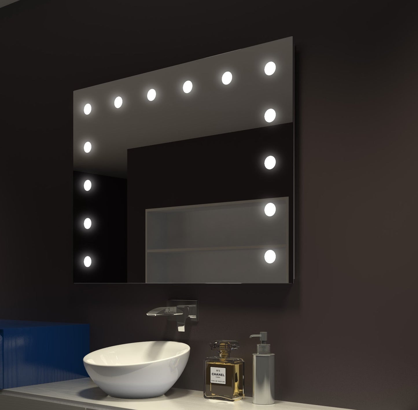 Paris Mirror 48" x 36" Rectangle Hollywood Illuminated Mirror 6000K - HOLLX48366000