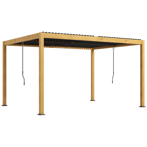 Outsunny 10' x 13' Aluminum Louvered Pergola with Adjustable Roof, Hardtop Gazebo for Outdoor Spaces, Gray - 84C-454V01ND