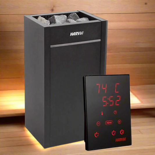 Harvia Virta HL60E 6kW Electric Sauna Heater with Xenio Digital Controller - Harvia Cilindro Series 10.5kW Sauna Heater -  HPCS11U1H