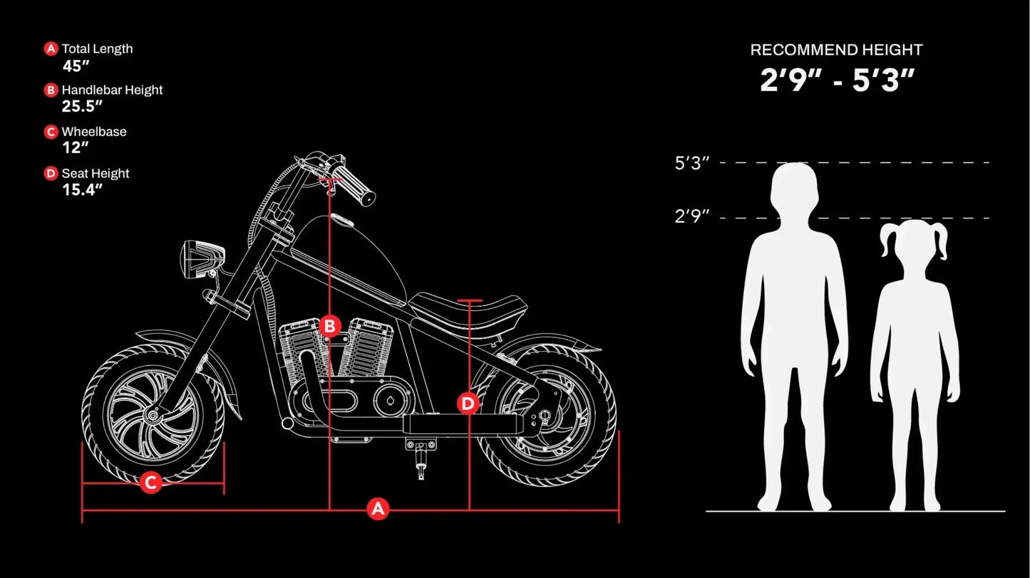 Hyper Gogo Challenger 12 Plus Electric Kids Motorcycle Bluetooth Speaker 21.9V 160W 10 MPH 7.5 Miles EL-MB07P New - EL-MB07P-ORANGE