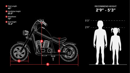 Hyper Gogo Challenger 12 Plus Electric Kids Motorcycle Bluetooth Speaker 21.9V 160W 10 MPH 7.5 Miles EL-MB07P New - EL-MB07P-ORANGE