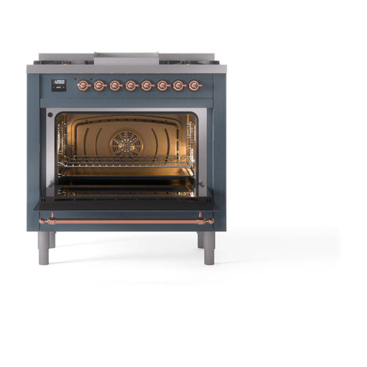 GREE ILVE 36 Inch Nostalgie II Noblesse Freestanding Dual Fuel Range with 6 Sealed Burners, Griddle with Copper Trim - UN36FNMPAWP