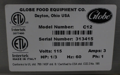 Globe C1  Open Box C-Series Compact Manual Slicer NSF Certified 12" Blade (#3147) - 3147OBGLC12