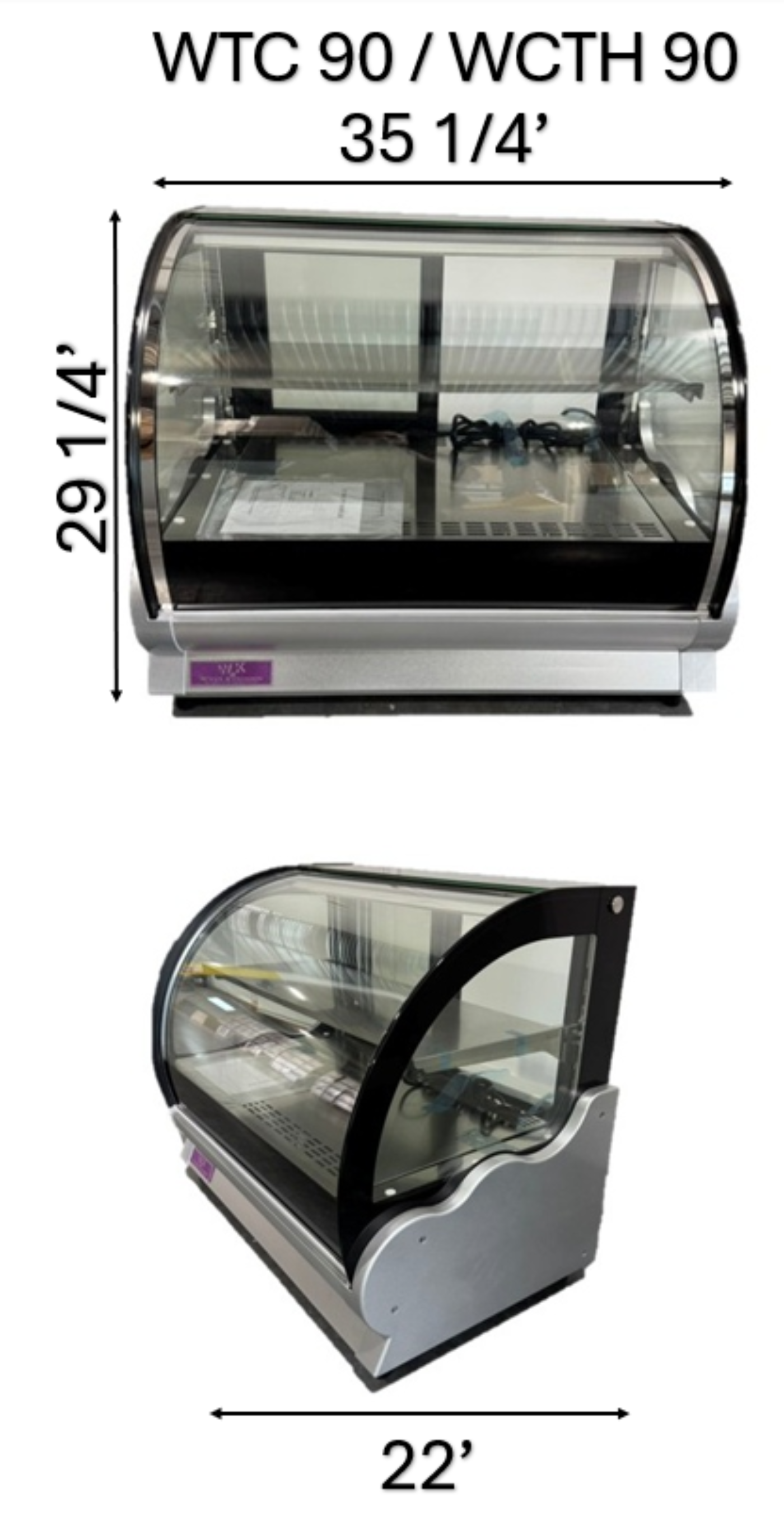Chef AAA  35"W Curved Glass Countertop Heated Display Case - WTCH-90