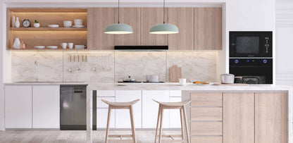 Kleenmaid 90cm wide Black Glass & Stainless Steel Wall Mounted Canopy Rangehood - RHSCK92