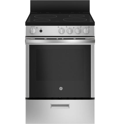 GE Appliances 24" Free-Standing/Slide-in Front Control Range with Steam Clean and Large Window Stainless Steel - JAS640RMSS
