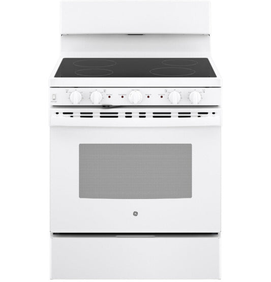 GE Appliances 30” Free-Standing Electric Radiant Smooth Cooktop Range White - JB480DYWW