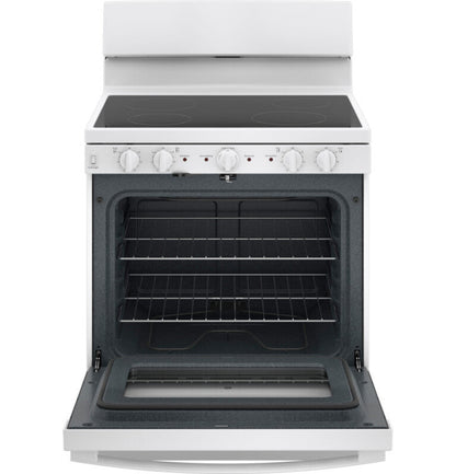 GE Appliances 30” Free-Standing Electric Radiant Smooth Cooktop Range White - JB480DYWW