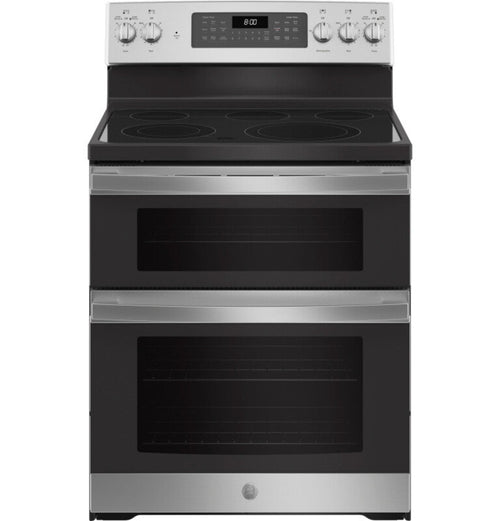 GE Appliances 30" Free-Standing Electric Double Oven Convection Range Stainless Steel/Gray - JBS86SPSS