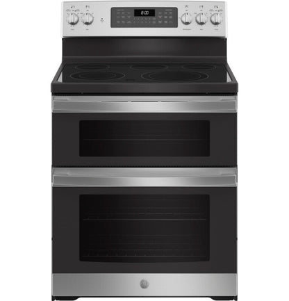 GE Appliances 30" Free-Standing Electric Double Oven Convection Range Stainless Steel/Gray - JBS86SPSS