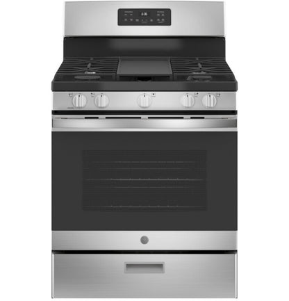 GE Appliances 30" Free-Standing Gas Range Stainless Steel/Black - JGBS66REKSS
