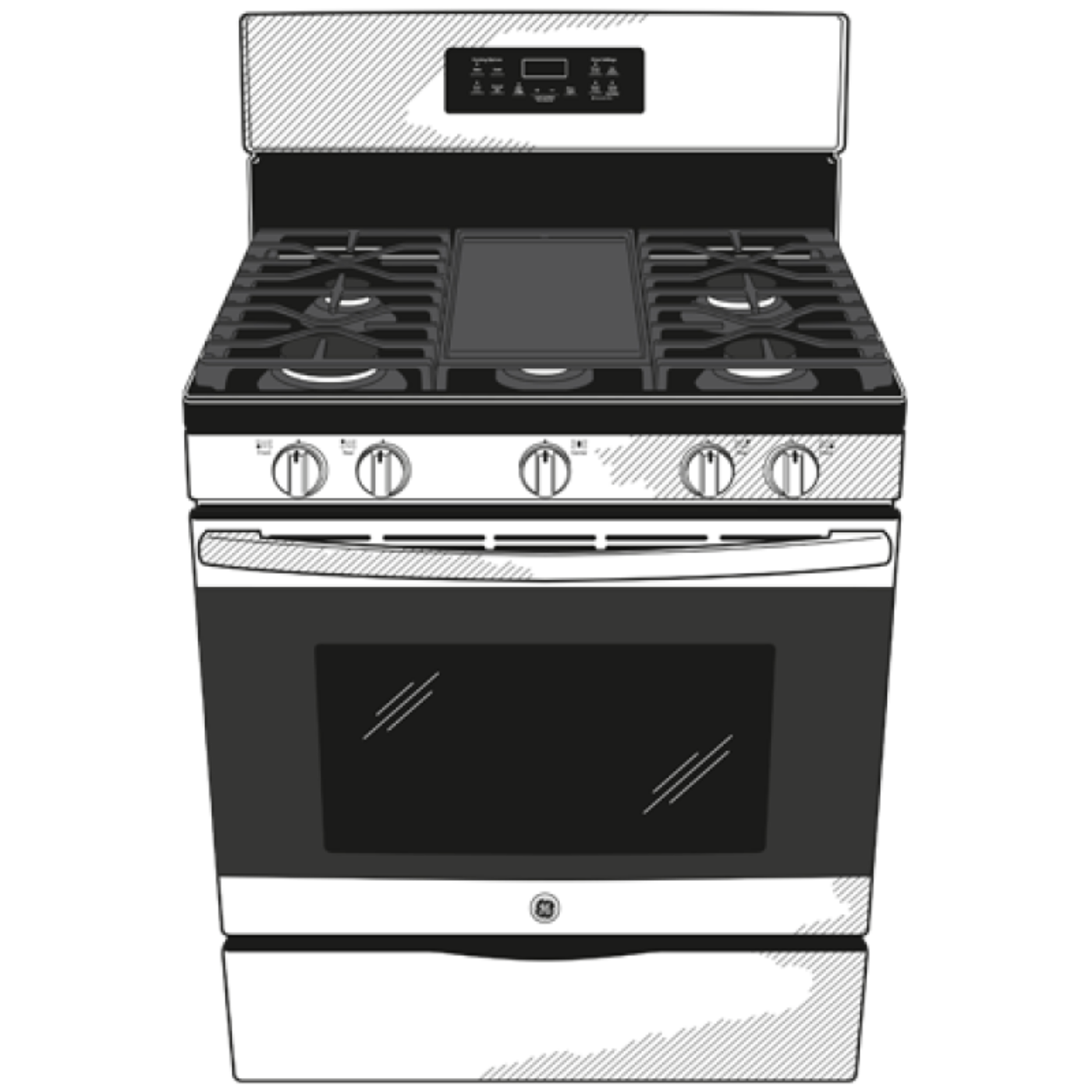 GE Appliances 30" Free-Standing Gas Range Stainless Steel/Black - JGBS66REKSS