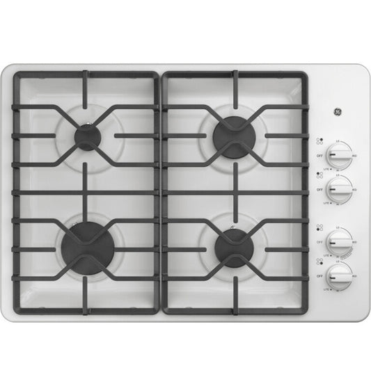 GE Appliances  30" Built-In Gas Cooktop with Dishwasher-Safe Grates White - JGP3030DLWW