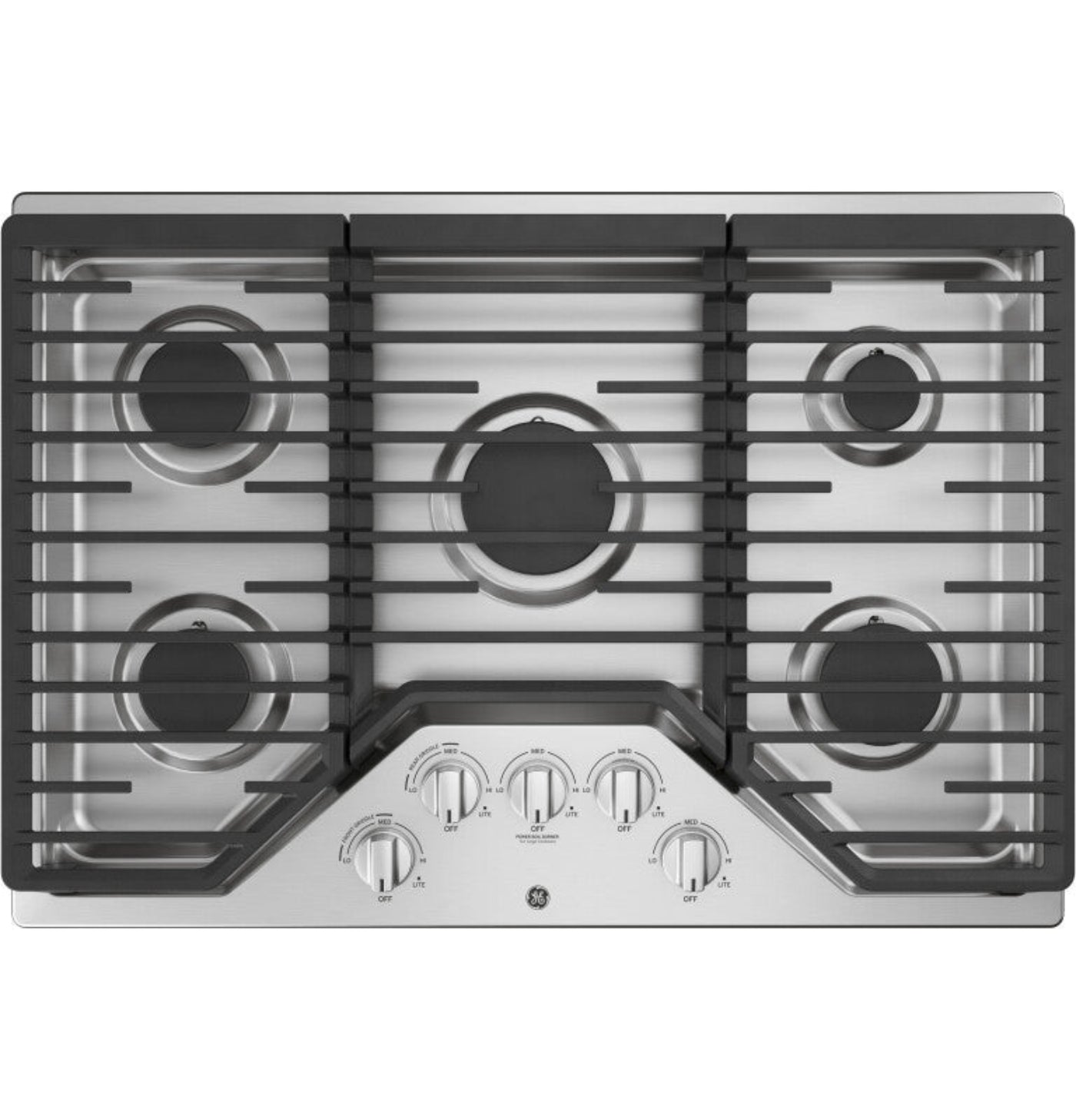 GE Appliances 30" Built-In Gas Cooktop with 5 Burners and Dishwasher Safe Grates Stainless Steel - JGP5030SLSS