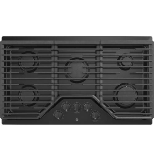 GE Appliances  36" Built-In Gas Cooktop with 5 Burners and Dishwasher Safe Grates Black - JGP5036DLBB
