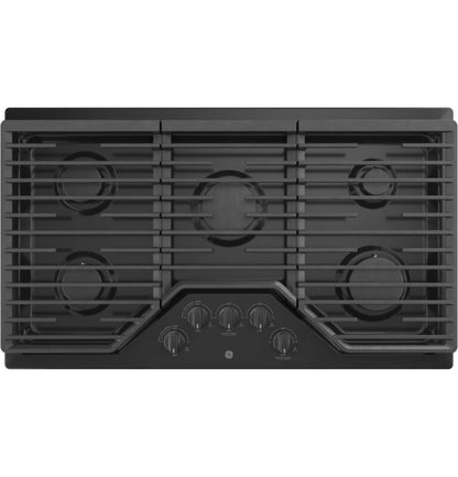 GE Appliances  36" Built-In Gas Cooktop with 5 Burners and Dishwasher Safe Grates Black - JGP5036DLBB